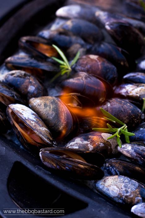 Geflambeerde mosselen