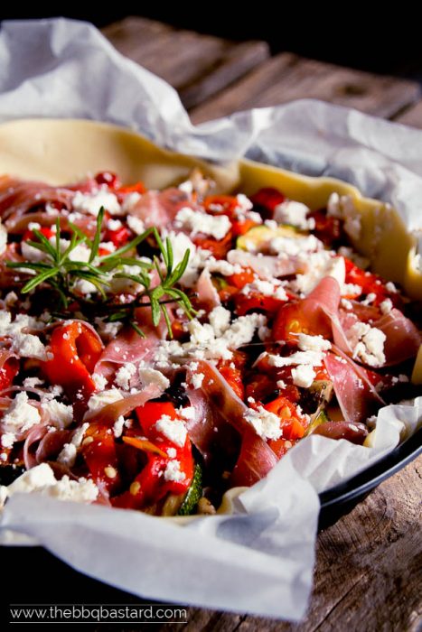 Quiche van gegrilde groenten