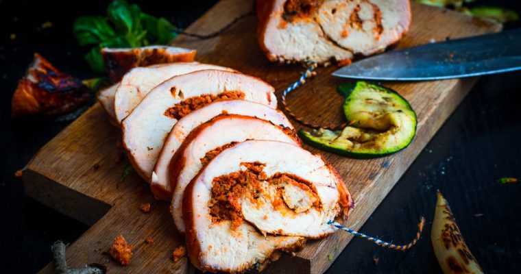 Sobrasada kalkoenrollade met Vermouthlak